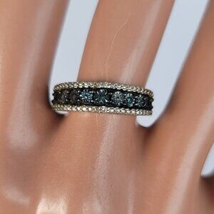 Blue & White Diamond & Sterling Ring